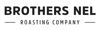 The name of the coffee roastery is Brothers Nel Roasting Company.  The first two words in the company name is written in big, bold, uppercase letters.
